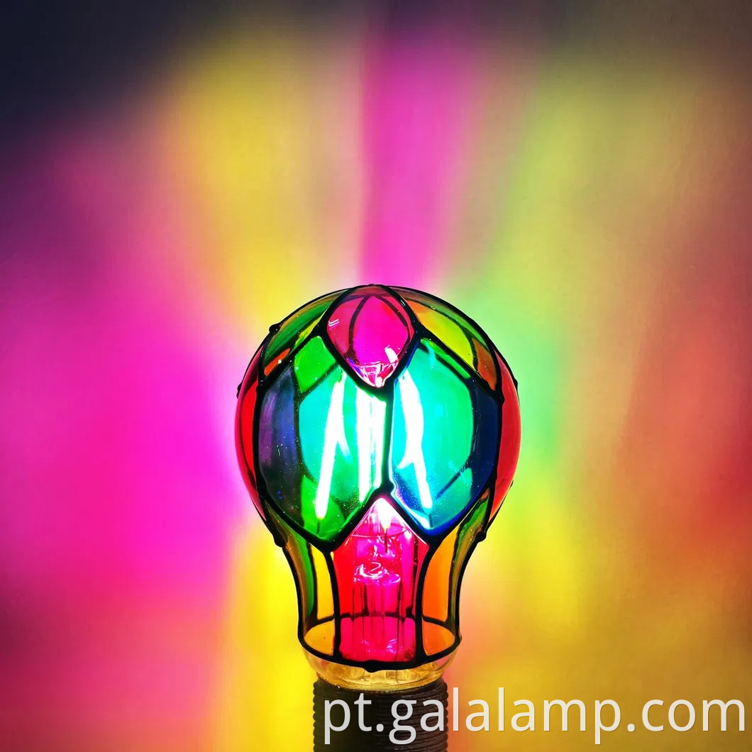 Lâmpada led de cor diminuível, luz de vitral de base e26 para atmosfera festiva